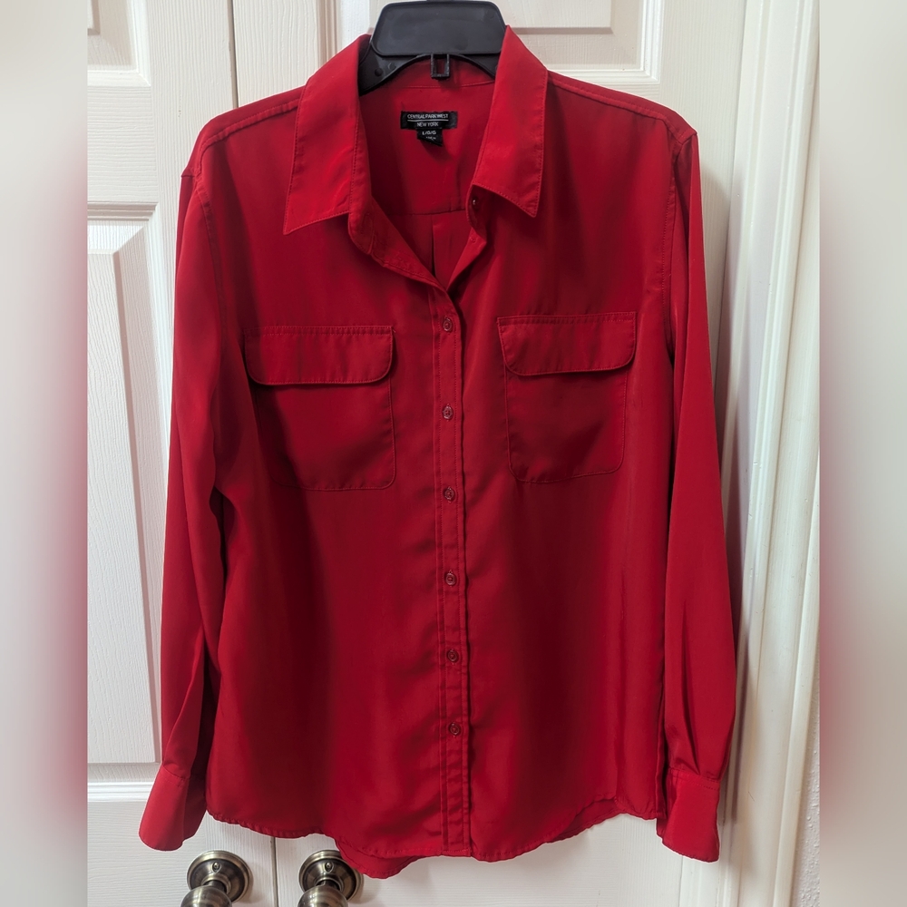 Central Park West New York long sleeve collared shirt Women's Size L